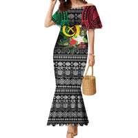 Vanuatu Pig's Tusk Meri Krismas! Mermaid Dress Vanuatuan Ancient Art Spirit LT9 Women Black - Polynesian Pride
