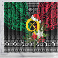 Vanuatu Pig's Tusk Meri Krismas! Shower Curtain Vanuatuan Ancient Art Spirit LT9 - Polynesian Pride