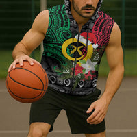 Vanuatu Pig's Tusk Meri Krismas! Sleeveless Zip Hoodie Vanuatuan Ancient Art Spirit LT9 - Polynesian Pride