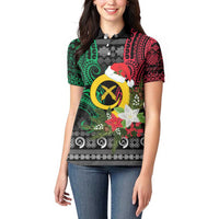 Vanuatu Pig's Tusk Meri Krismas! Women Polo Shirt Vanuatuan Ancient Art Spirit LT9 - Polynesian Pride