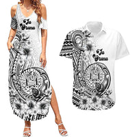Ia Orana Tahiti Personalised Couples Matching Summer Maxi Dress and Hawaiian Shirt French Polynesia Hook Tattoo Special White Color LT9 White - Polynesian Pride