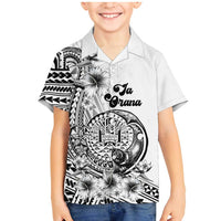 Ia Orana Tahiti Personalised Family Matching Mermaid Dress and Hawaiian Shirt French Polynesia Hook Tattoo Special White Color LT9 Son's Shirt White - Polynesian Pride