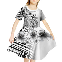Ia Orana Tahiti Personalised Kid Short Sleeve Dress French Polynesia Hook Tattoo Special White Color LT9 - Polynesian Pride