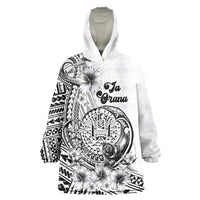 Ia Orana Tahiti Personalised Wearable Blanket Hoodie French Polynesia Hook Tattoo Special White Color LT9 One Size White - Polynesian Pride
