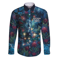 New Zealand Matariki Pohutukawa Family Matching Off Shoulder Short Dress and Hawaiian Shirt Te Mauri te Ora LT9 Dad's Shirt - Long Sleeve Art - Polynesian Pride
