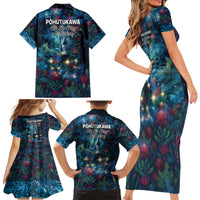 New Zealand Matariki Pohutukawa Family Matching Short Sleeve Bodycon Dress and Hawaiian Shirt Te Mauri te Ora LT9 - Polynesian Pride