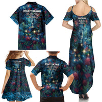 New Zealand Matariki Pohutukawa Family Matching Summer Maxi Dress and Hawaiian Shirt Te Mauri te Ora LT9 - Polynesian Pride