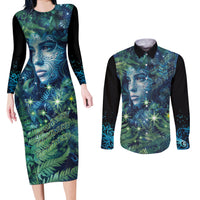 New Zealand Matariki Tupuanuku Couples Matching Long Sleeve Bodycon Dress and Long Sleeve Button Shirt Te W o te Hauhake LT9 Art - Polynesian Pride