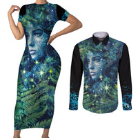 New Zealand Matariki Tupuanuku Couples Matching Short Sleeve Bodycon Dress and Long Sleeve Button Shirt Te W o te Hauhake LT9 Art - Polynesian Pride