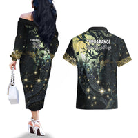 New Zealand Matariki Tupuarangi Couples Matching Off The Shoulder Long Sleeve Dress and Hawaiian Shirt Ng Kai o te Rangi LT9 - Polynesian Pride
