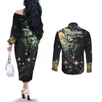 New Zealand Matariki Tupuarangi Couples Matching Off The Shoulder Long Sleeve Dress and Long Sleeve Button Shirt Ng Kai o te Rangi LT9 - Polynesian Pride