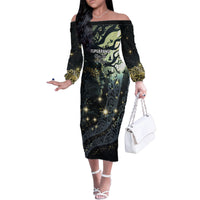 New Zealand Matariki Tupuarangi Family Matching Off The Shoulder Long Sleeve Dress and Hawaiian Shirt Ng Kai o te Rangi LT9 Mom's Dress Art - Polynesian Pride