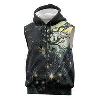 New Zealand Matariki Tupuarangi Sleeveless Zip Hoodie Ng Kai o te Rangi LT9 Black - Polynesian Pride