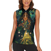 New Zealand Matariki Women Sleeveless Polo Shirt Rongo Mori Wellbeing and Good Luck LT9 - Polynesian Pride