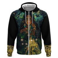 New Zealand Matariki Zip Hoodie Rongo Mori Wellbeing and Good Luck LT9 Zip Hoodie Art - Polynesian Pride