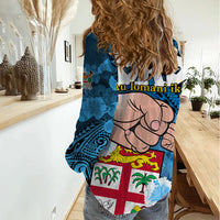 Dads Day Fiji Women Casual Shirt Dad Au Lomani Iko - Polynesian Flowers Tribal LT9 - Polynesian Pride