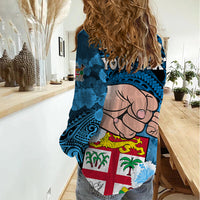 Personalised Dads Day Fiji Women Casual Shirt Dad Au Lomani Iko - Polynesian Flowers Tribal LT9 - Polynesian Pride