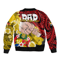 Dads Day Tonga Sleeve Zip Bomber Jacket Dad Ofa lahi atu - Polynesian Flowers Tribal LT9 - Polynesian Pride