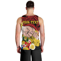 Personalised Dads Day Tonga Men Tank Top Dad Ofa lahi atu - Polynesian Flowers Tribal LT9 - Polynesian Pride