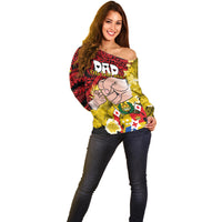 Personalised Dads Day Tonga Off Shoulder Sweater Dad Ofa lahi atu - Polynesian Flowers Tribal LT9 - Polynesian Pride