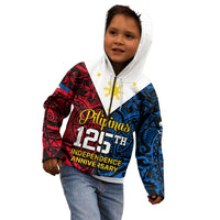 125th Independence Anniversary Philippines Kid Hoodie Polynesian Pilipinas Flag Style - Black LT9 - Polynesian Pride