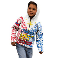 Polynesian Philippines Kid Hoodie Pilipinas Flag Style for 125th Independence Anniversary White LT9 - Polynesian Pride