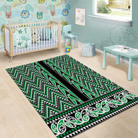 New Zealand Maori Niho Taniwha Area Rug Kakariki Mangopare and Puhoro Pattern