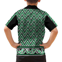 New Zealand Maori Niho Taniwha Family Matching Long Sleeve Bodycon Dress and Hawaiian Shirt Kakariki Mangopare and Puhoro Pattern LT9 - Polynesian Pride