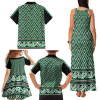 New Zealand Maori Niho Taniwha Family Matching Tank Maxi Dress and Hawaiian Shirt Kakariki Mangopare and Puhoro Pattern LT9 - Polynesian Pride