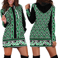 New Zealand Maori Niho Taniwha Hoodie Dress Kakariki Mangopare and Puhoro Pattern LT9 - Polynesian Pride