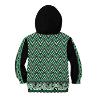 New Zealand Maori Niho Taniwha Kid Hoodie Kakariki Mangopare and Puhoro Pattern LT9 - Polynesian Pride