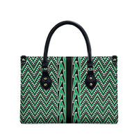 New Zealand Maori Niho Taniwha Leather Bag Kakariki Mangopare and Puhoro Pattern - Polynesian Pride