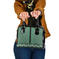 New Zealand Maori Niho Taniwha Shoulder Handbag Kakariki Mangopare and Puhoro Pattern