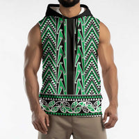 New Zealand Maori Niho Taniwha Sleeveless Hoodie Kakariki Mangopare and Puhoro Pattern LT9 - Polynesian Pride