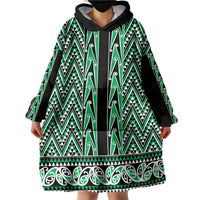 New Zealand Maori Niho Taniwha Wearable Blanket Hoodie Kakariki Mangopare and Puhoro Pattern LT9 - Polynesian Pride