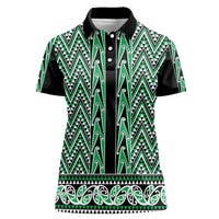 New Zealand Maori Niho Taniwha Women Polo Shirt Kakariki Mangopare and Puhoro Pattern LT9 Female Green - Polynesian Pride