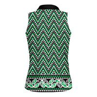 New Zealand Maori Niho Taniwha Women Sleeveless Polo Shirt Kakariki Mangopare and Puhoro Pattern LT9 - Polynesian Pride