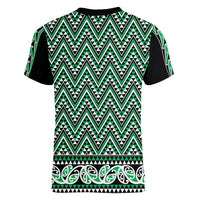 New Zealand Maori Niho Taniwha Women V-Neck T-Shirt Kakariki Mangopare and Puhoro Pattern LT9 - Polynesian Pride