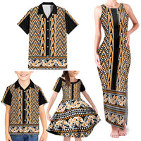 New Zealand Maori Niho Taniwha Family Matching Tank Maxi Dress and Hawaiian Shirt Karaka Mangopare and Puhoro Pattern