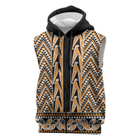 New Zealand Maori Niho Taniwha Sleeveless Zip Hoodie Karaka Mangopare and Puhoro Pattern LT9 Gold - Polynesian Pride