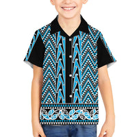 New Zealand Maori Niho Taniwha Family Matching Long Sleeve Bodycon Dress and Hawaiian Shirt Kikorangi Mangopare and Puhoro Pattern