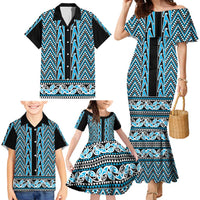 New Zealand Maori Niho Taniwha Family Matching Mermaid Dress and Hawaiian Shirt Kikorangi Mangopare and Puhoro Pattern