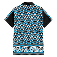 New Zealand Maori Niho Taniwha Family Matching Short Sleeve Bodycon Dress and Hawaiian Shirt Kikorangi Mangopare and Puhoro Pattern