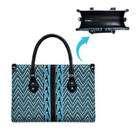 New Zealand Maori Niho Taniwha Leather Bag Kikorangi Mangopare and Puhoro Pattern - Polynesian Pride
