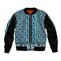 New Zealand Maori Niho Taniwha Sleeve Zip Bomber Jacket Kikorangi Mangopare and Puhoro Pattern