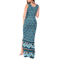 New Zealand Maori Niho Taniwha Tank Maxi Dress Kikorangi Mangopare and Puhoro Pattern