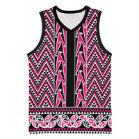 New Zealand Maori Niho Taniwha Basketball Jersey Mawhero Mangopare and Puhoro Pattern LT9 Unisex Pink - Polynesian Pride