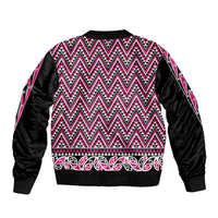New Zealand Maori Niho Taniwha Bomber Jacket Mawhero Mangopare and Puhoro Pattern