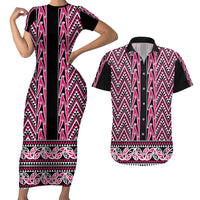 New Zealand Maori Niho Taniwha Couples Matching Short Sleeve Bodycon Dress and Hawaiian Shirt Mawhero Mangopare and Puhoro Pattern