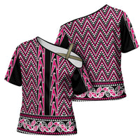 New Zealand Maori Niho Taniwha Cross Shoulder Shirt Mawhero Mangopare and Puhoro Pattern - Polynesian Pride